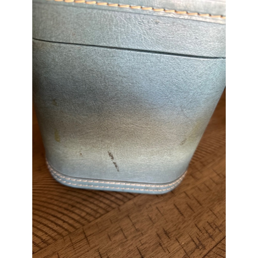 Mid-Century Skyway Train Case with Original Key Slate Blue Makeup Vanity Box - Picture 7 of 15